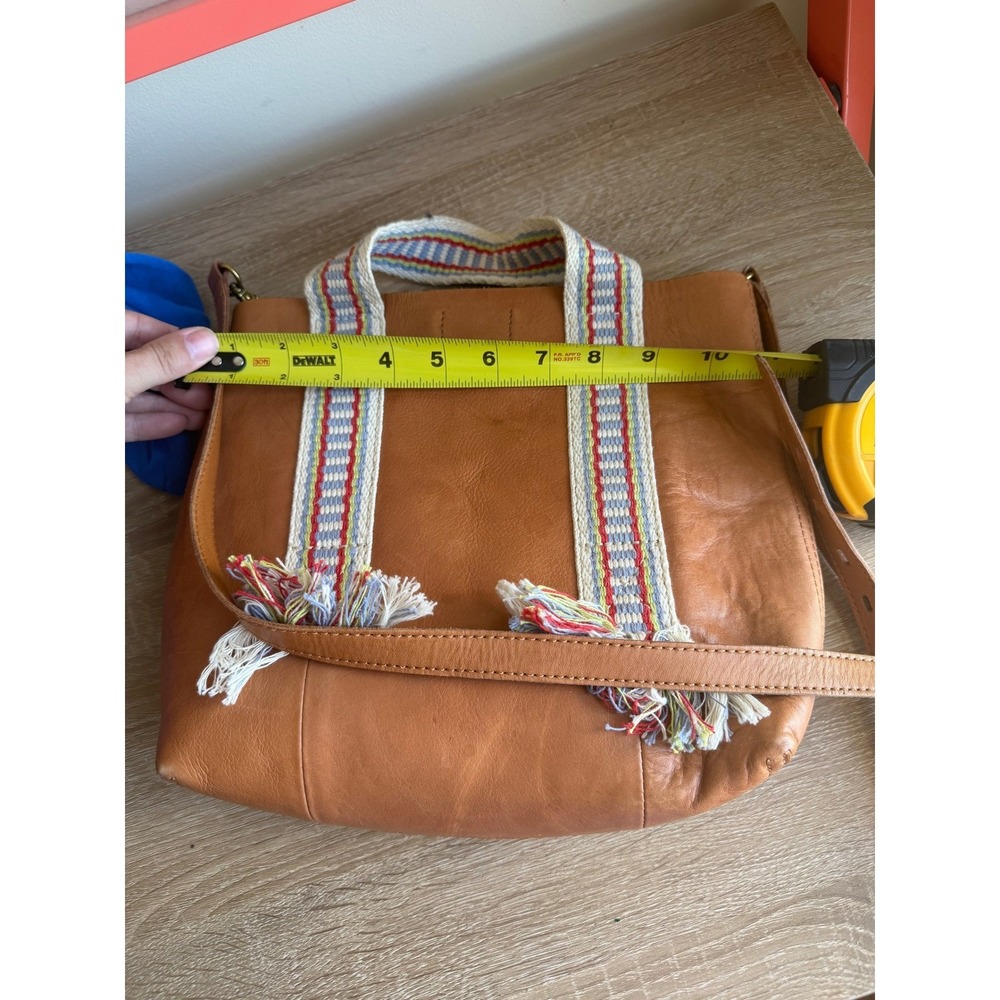 Madewell Small Transport Tote Leather Crossbody Bag Woven Tassel English Saddle - Picture 6 of 16